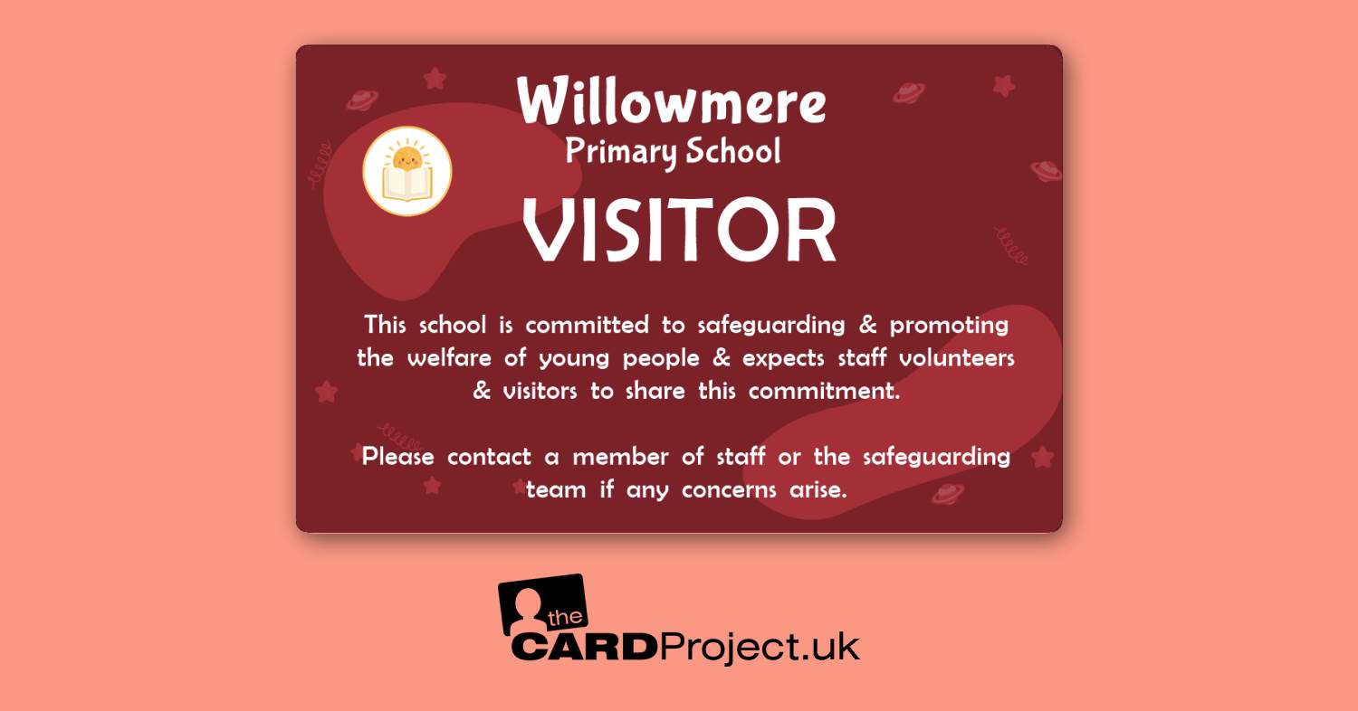 Primary School Visitor Card Maroon Space Adventure